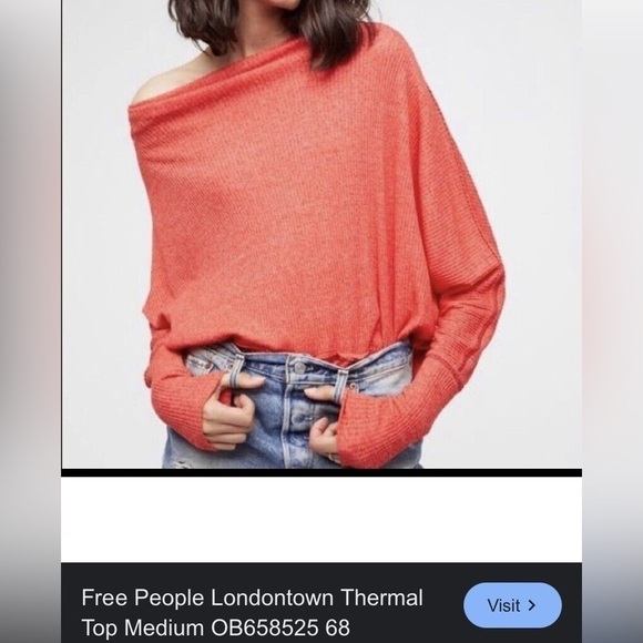 Free People We the Free Londontown coral thermal look long sleeve top size S - Picture 12 of 13